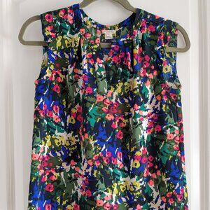 J. Crew factory 0 petite sleeveless, floral, flowy top with notch-neck